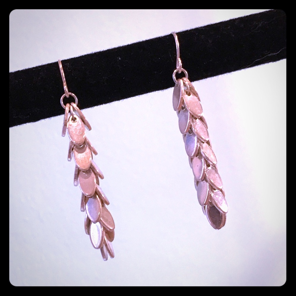 Silver Toned Leaf Shaped Earrings - like new